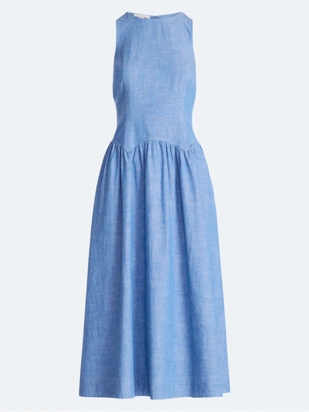 Free Assembly Women’s Sleeveless Chambray Cotton Racer Back Maxi Dress LRG 12-14